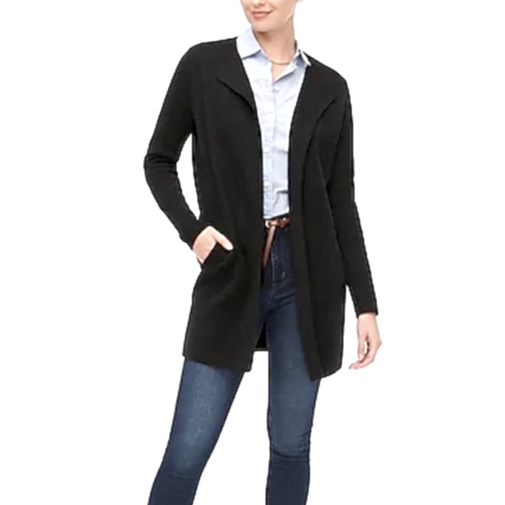 J. Crew‎ Black Vanessa Sweater Open Blazer Jacket Cardigan AN051 Black Size S